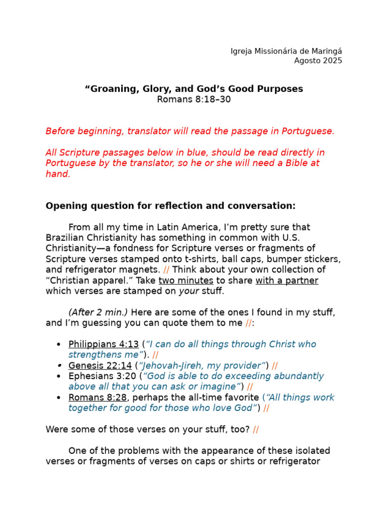 Maringá 1, Groaning, Glory, and God's Good Purposes | PDF | Epistle To ...