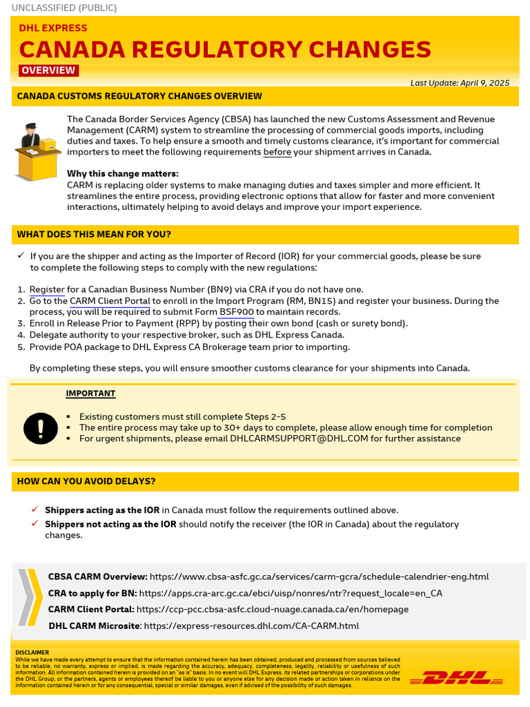 Canada CARM Customs Changes Guide | PDF | Customs