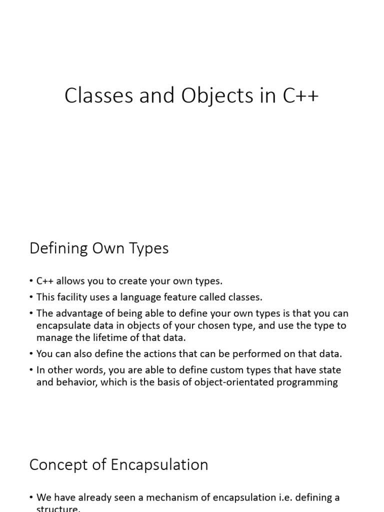 Understanding Classes and Objects in C++ | PDF | Constructor (Object ...