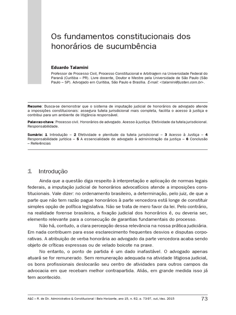 Fundamentos dos Honorários Sucumbenciais | PDF | Ação judicial | Advogado