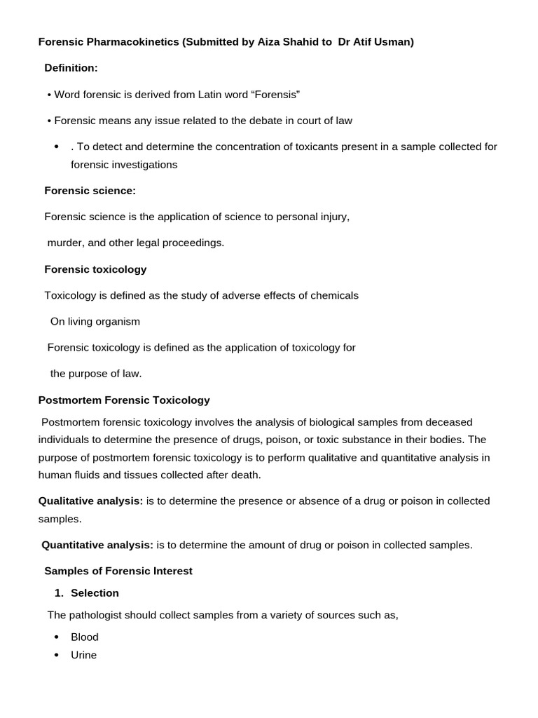 Forensic Pharmacokinetics Overview | PDF | Pharmacokinetics