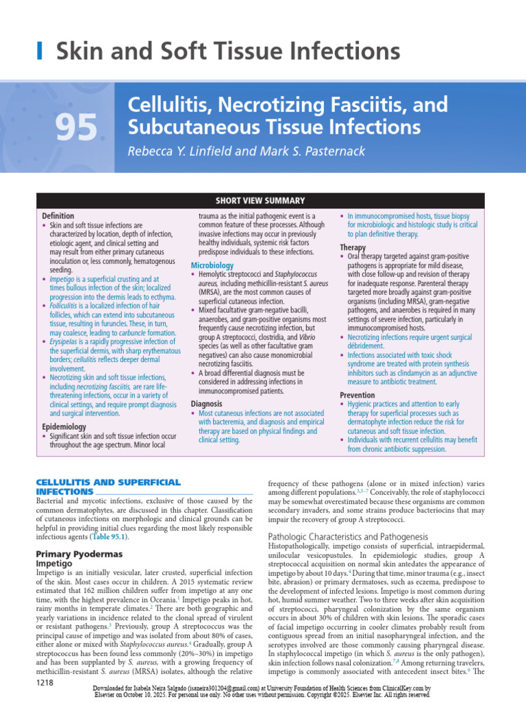 Skin and Soft Tissue Infections Guide | PDF | Streptococcus ...