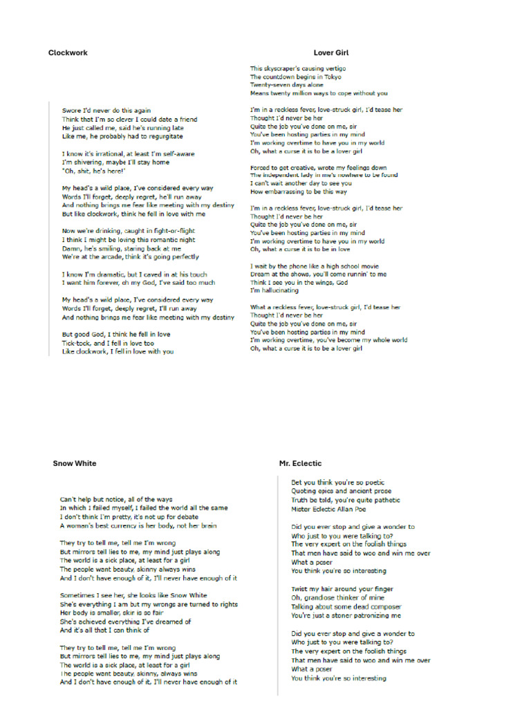 Lyrics | PDF