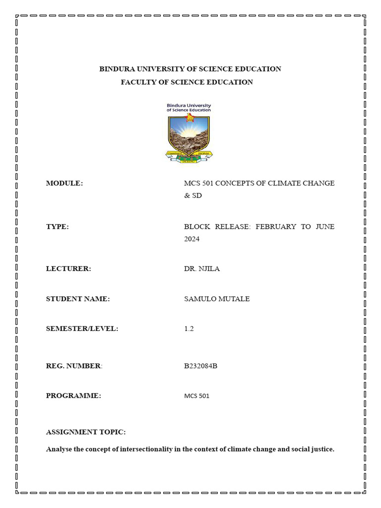 Intersectionality Assignment | PDF | Intersectionality | Climate Change