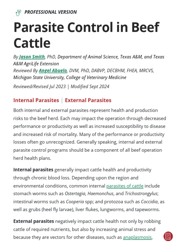 Beef Cattle Parasite Control Guide | PDF | Parasitism | Cattle