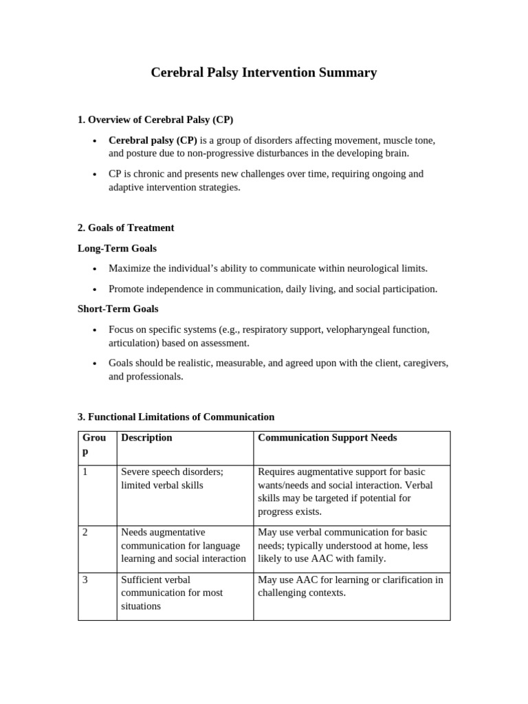 Cerebral Palsy Intervention Strategies | PDF | Cerebral Palsy | Medical ...