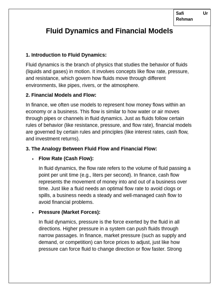 Fluid Dynamics in Financial Modeling | PDF | Fluid Dynamics | Steady State