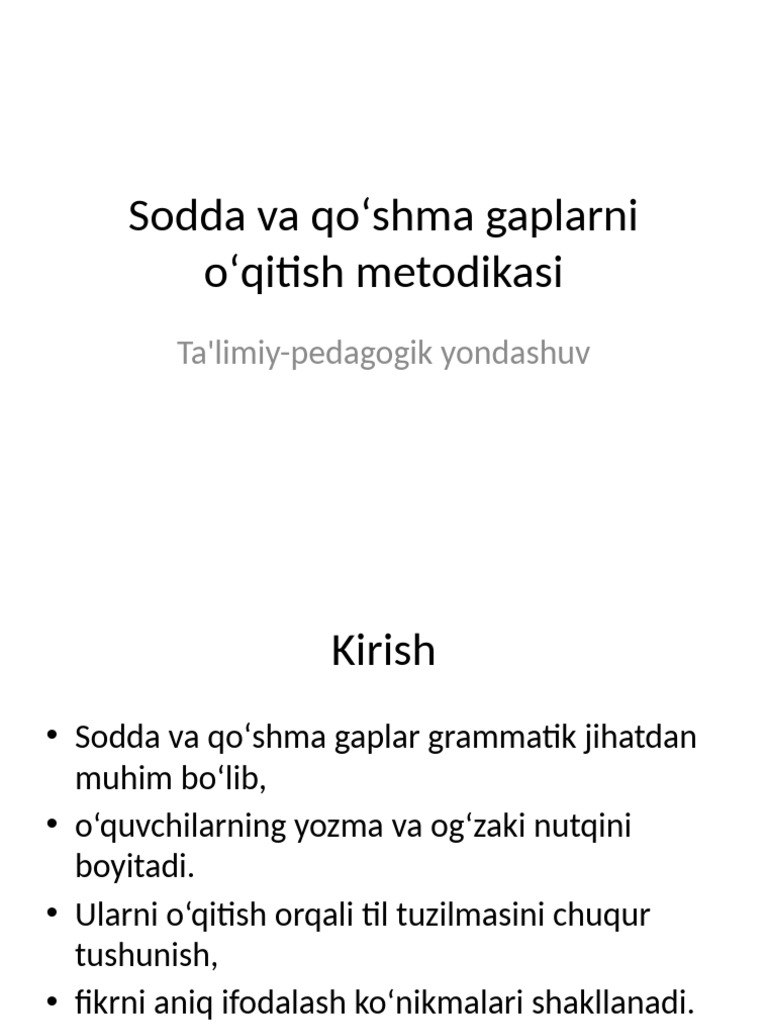 Sodda Va Qoshma | PDF