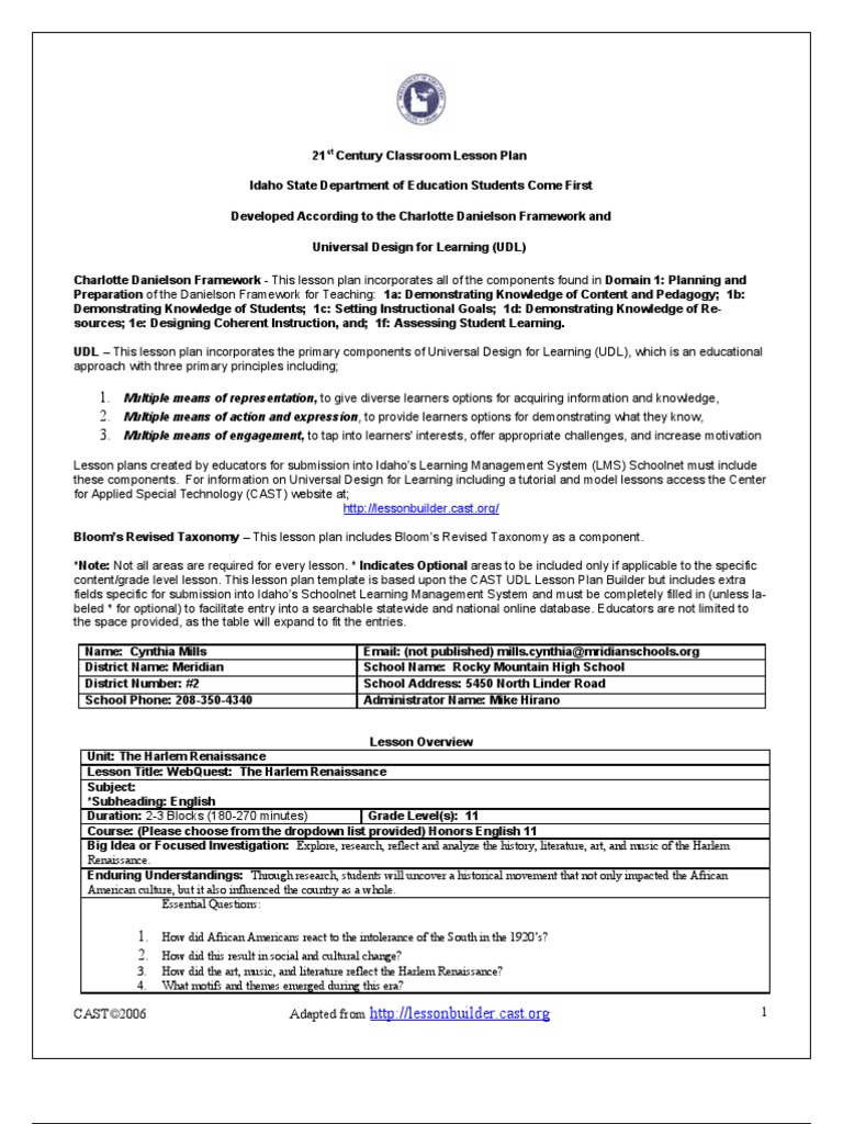 21st Century Lesson Plan | Lesson Plan | Educational Assessment