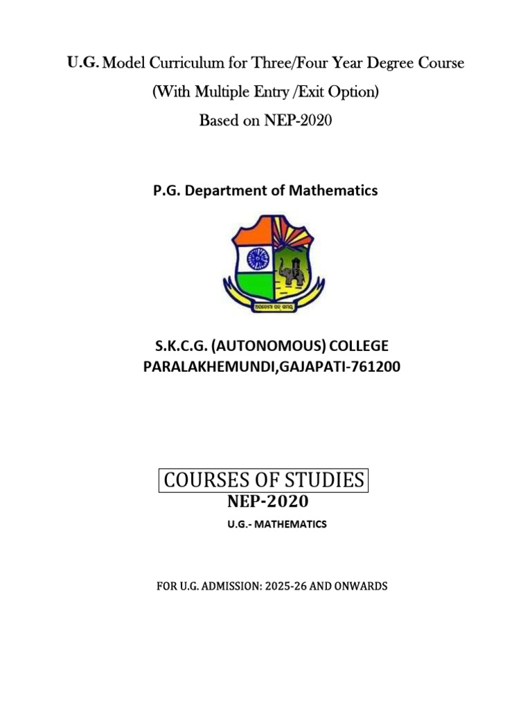 NEP-2020 UG Mathematics Curriculum | PDF | Group (Mathematics) | Integral