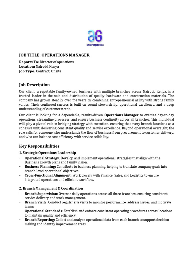 Operations Manager 21102025 | PDF | Supply Chain | Logistics