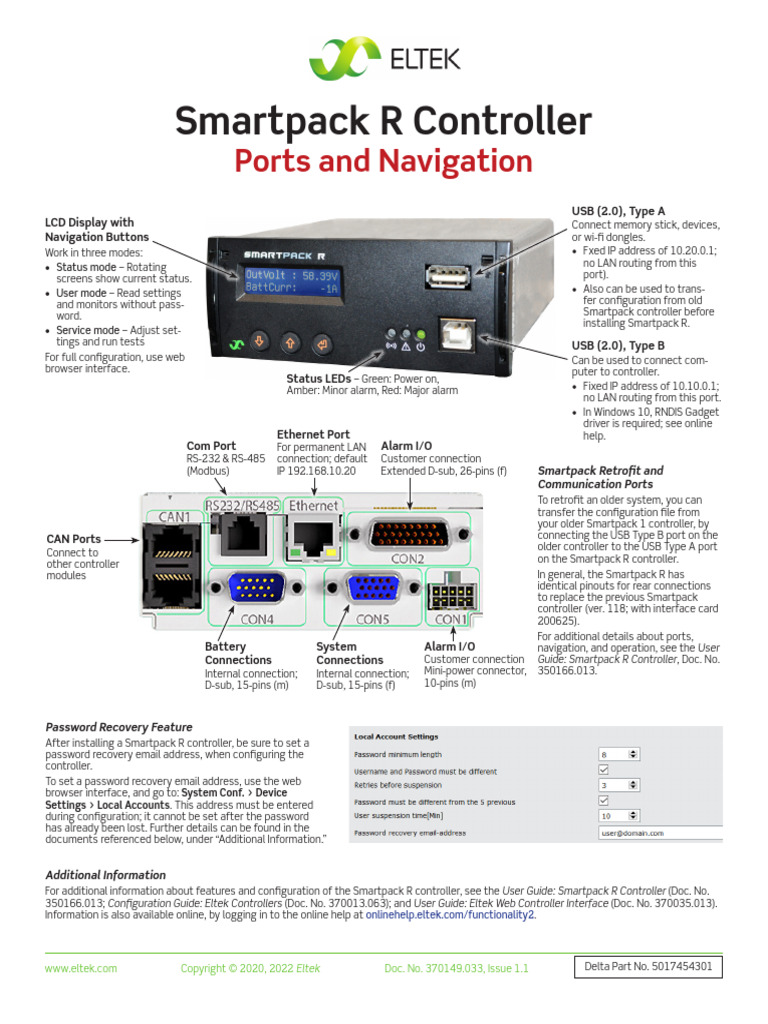 370149.033, Issue 1.1 Smartpack2 R Controller Ports & Navigation | PDF
