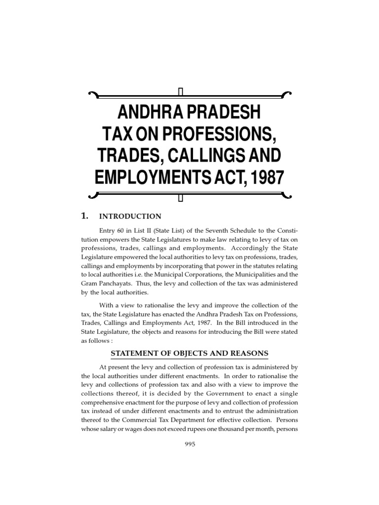 AP Profession Tax Act | PDF | Employment | Wage
