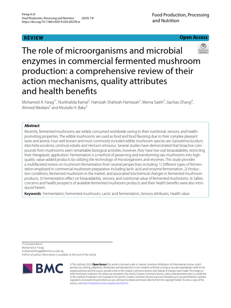Microbial Enzymes in Fermented Mushrooms | PDF | Fermentation | Lactic Acid