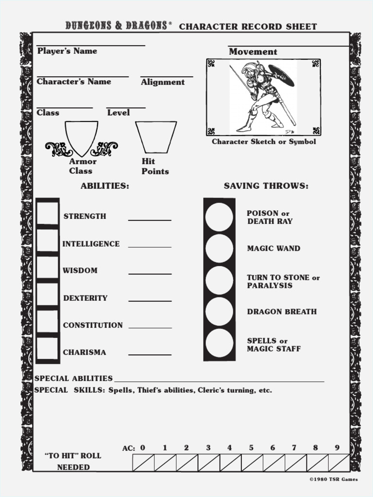 Character Record Sheet Template | PDF | Role Playing Games | Gary Gygax ...