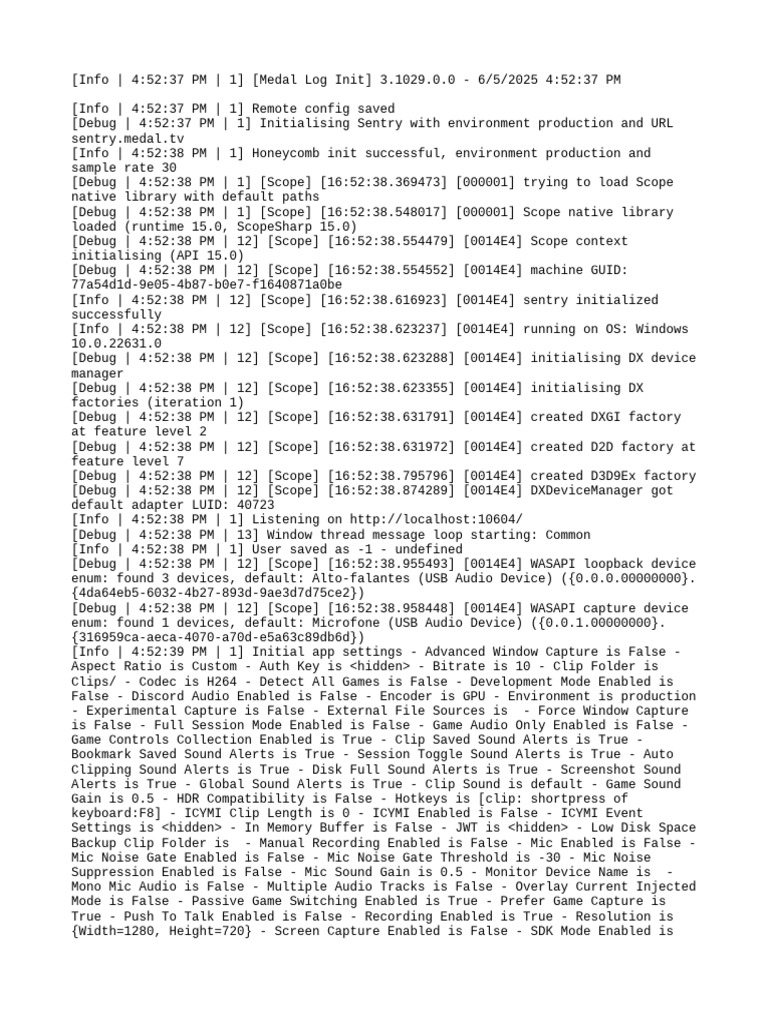 Medal App Initialization Log 3.1029 | PDF | Computing | Computer ...