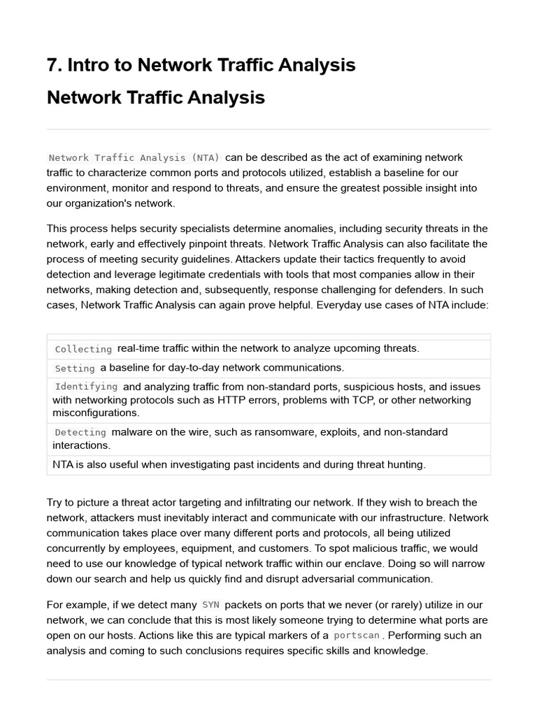 Network Traffic Analysis Overview | PDF | Internet Protocols | File ...