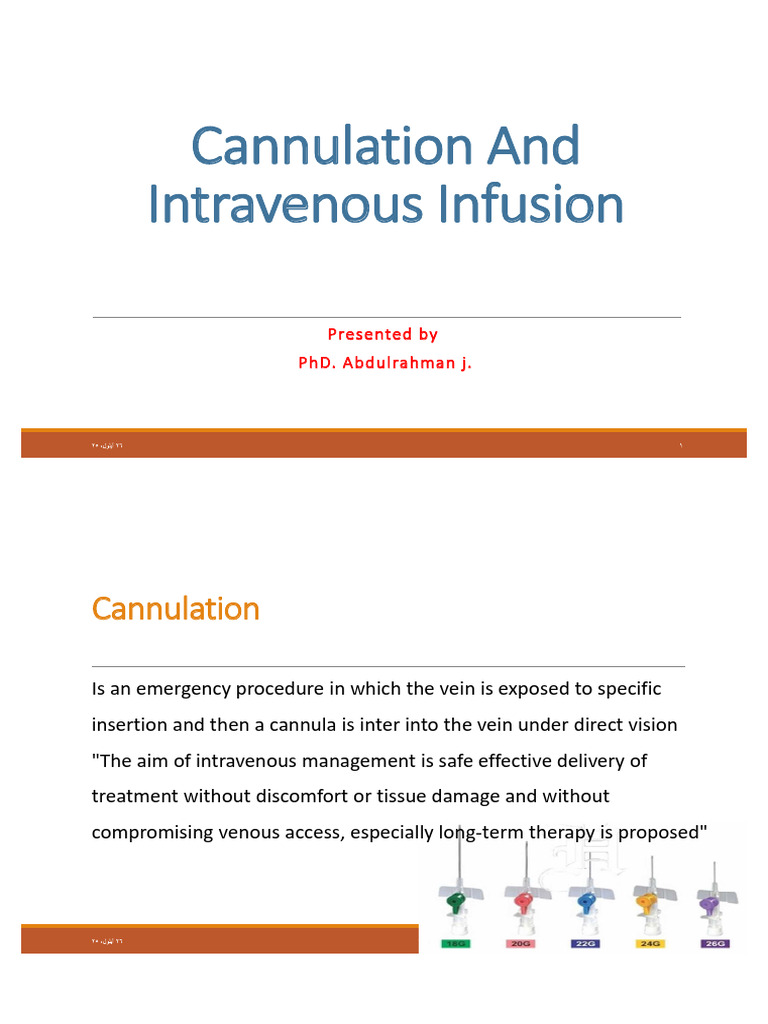 IV Cannulation and Infusion Guide | PDF | Intravenous Therapy | Medical ...
