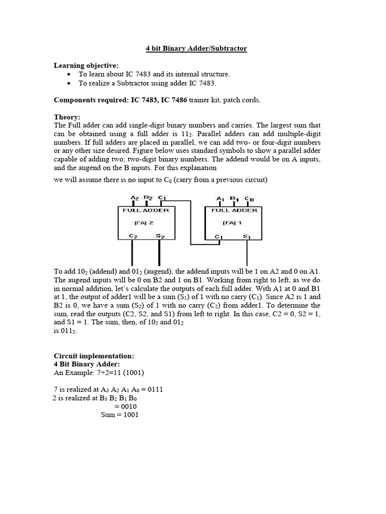Adder Subtractor[1] | PDF | Digital Electronics | Computer Engineering