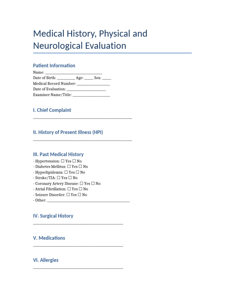 Comprehensive Medical Evaluation Form | PDF | Diseases And Disorders ...