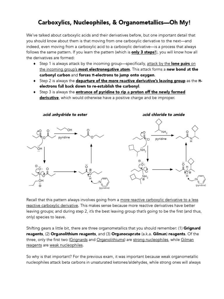 Carboxylic Derivatives and Organometallics | PDF | Ester | Amine