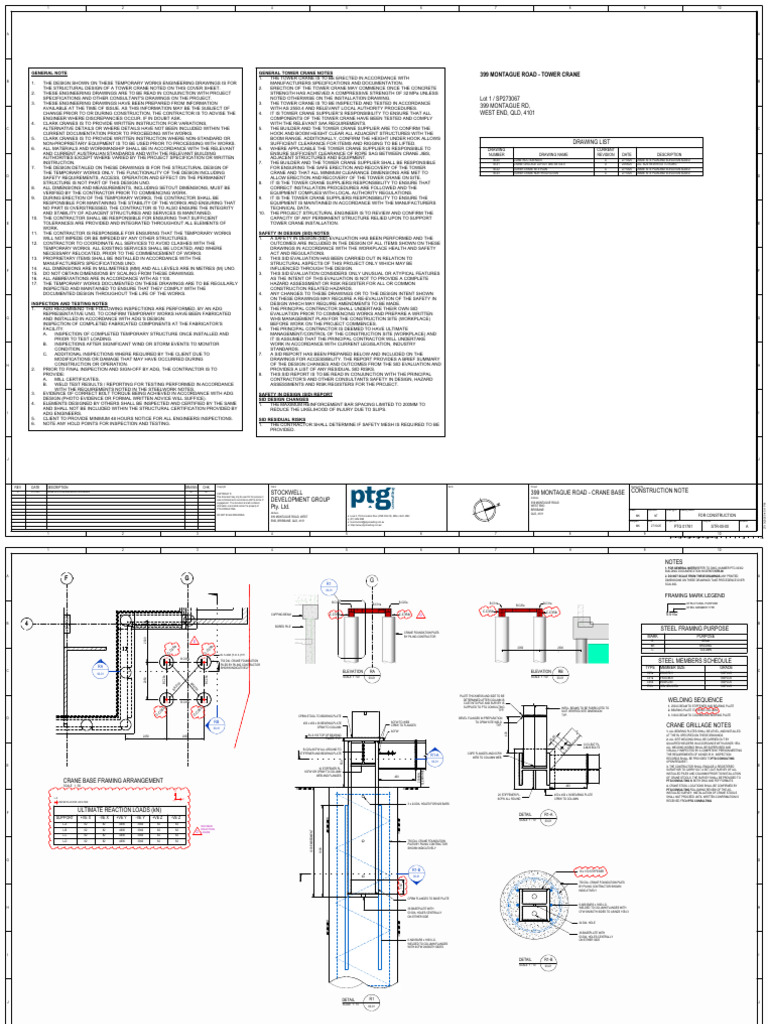 Tower Crane Construction Drawings | PDF | Crane (Machine) | Safety