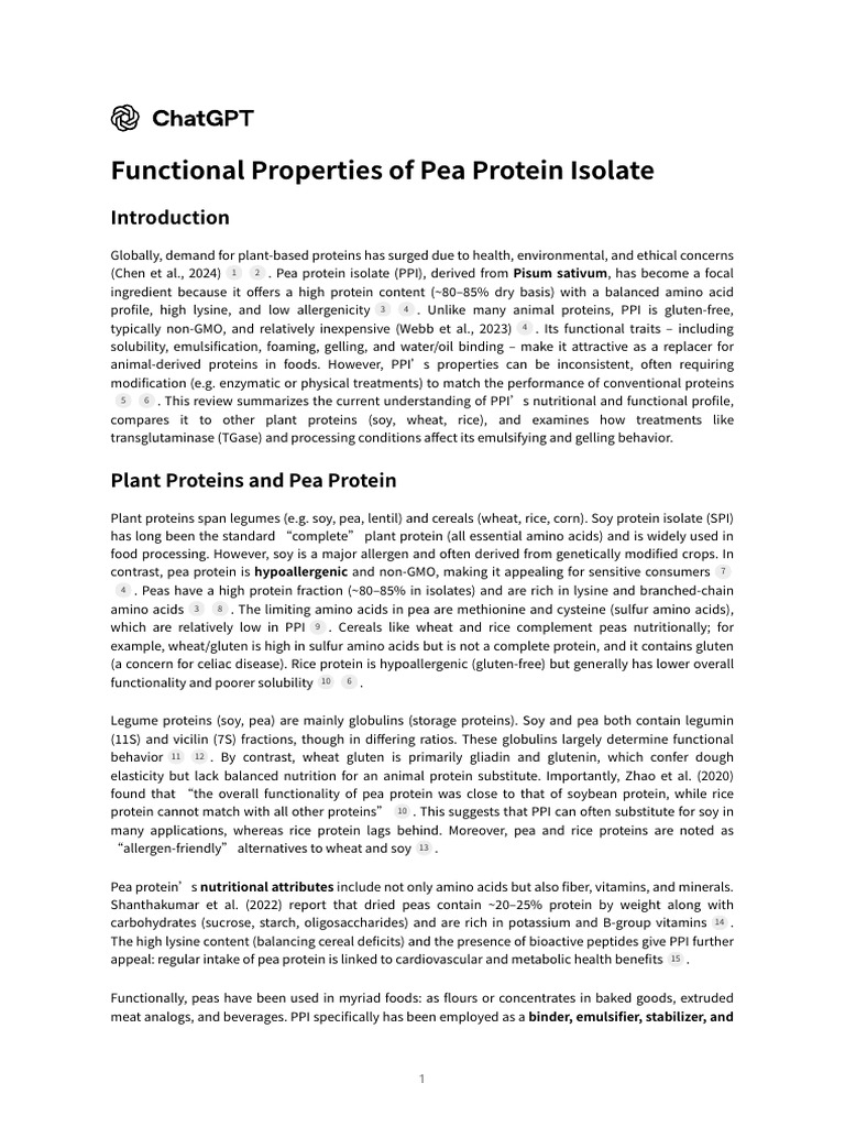 Pea Protein Isolate: Functional Benefits | PDF | Emulsion | Proteins