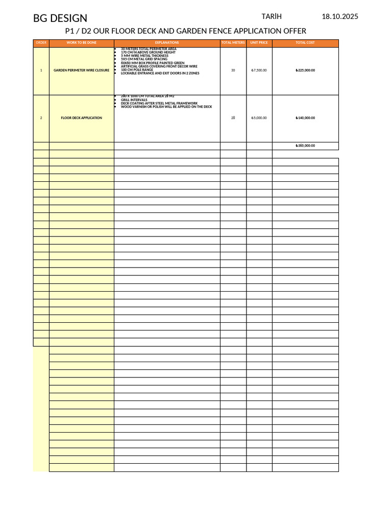 Garden Fence and Deck Application Quote | PDF