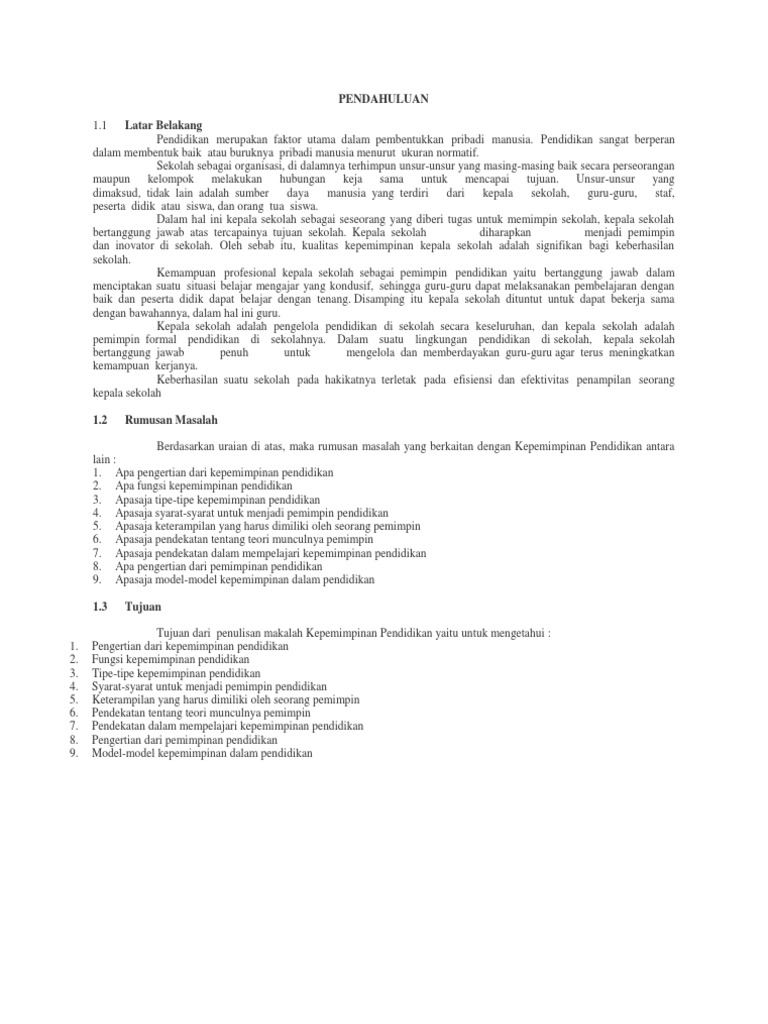 Makalah Kepemimpinan Pendidikan