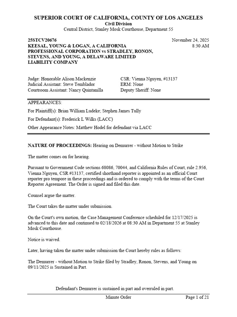 Court Ruling on Demurrer in KYL vs. Stradley | PDF | Tort | Negligence