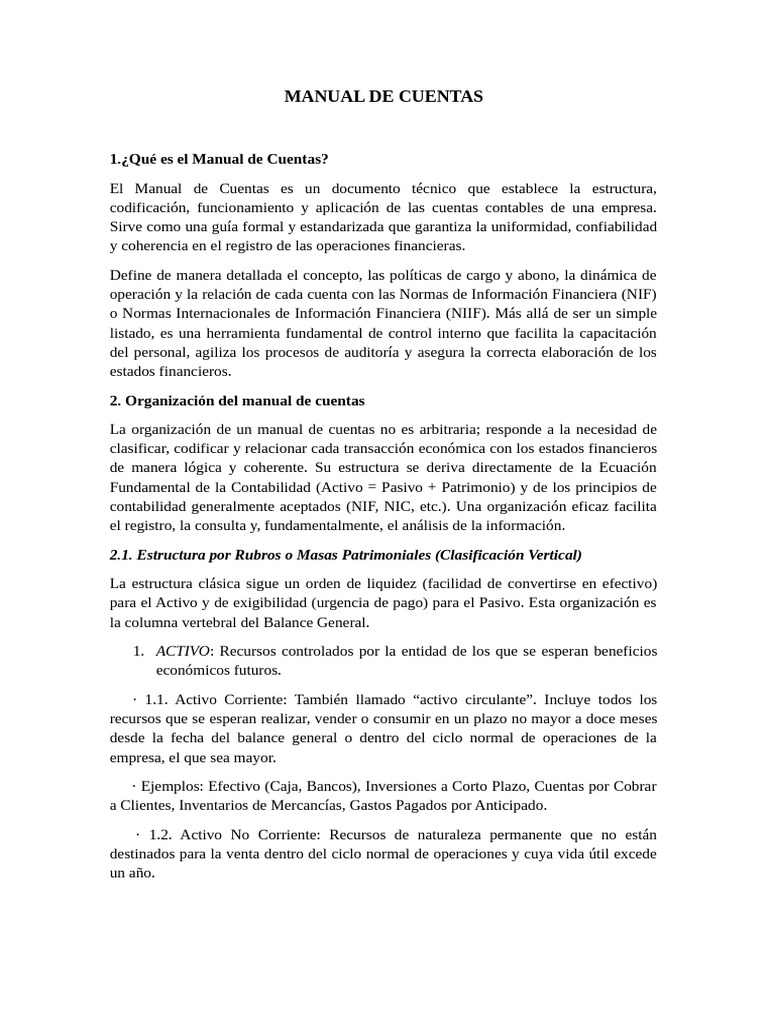 Manual de Cuentas Contables Esenciales | PDF | Contabilidad | Hoja de ...