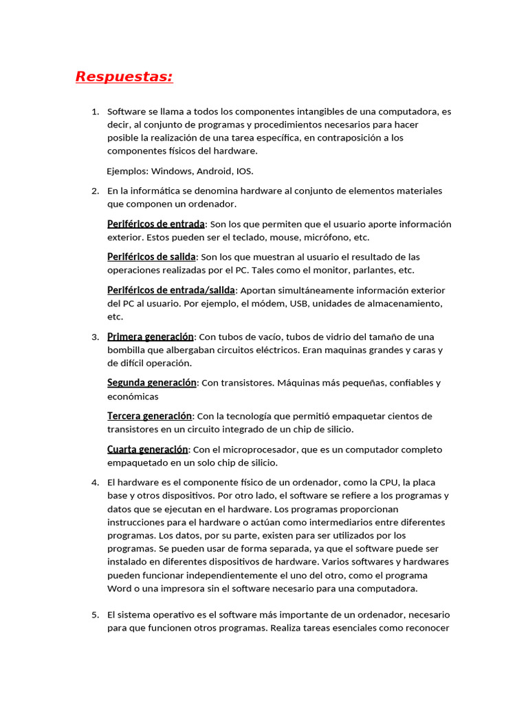 Hardware y Software: Conceptos Clave | PDF | Hardware de la computadora ...