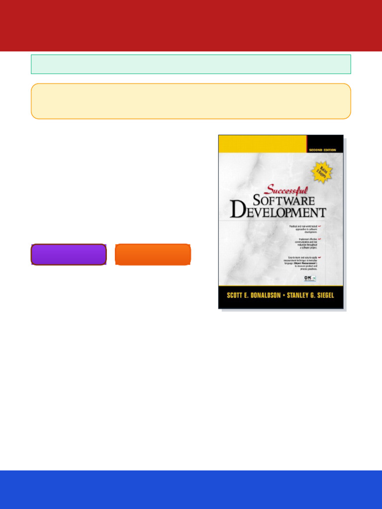 Successful Software Development 2nd Ed Edition Scott E. Donaldson Ebook ...