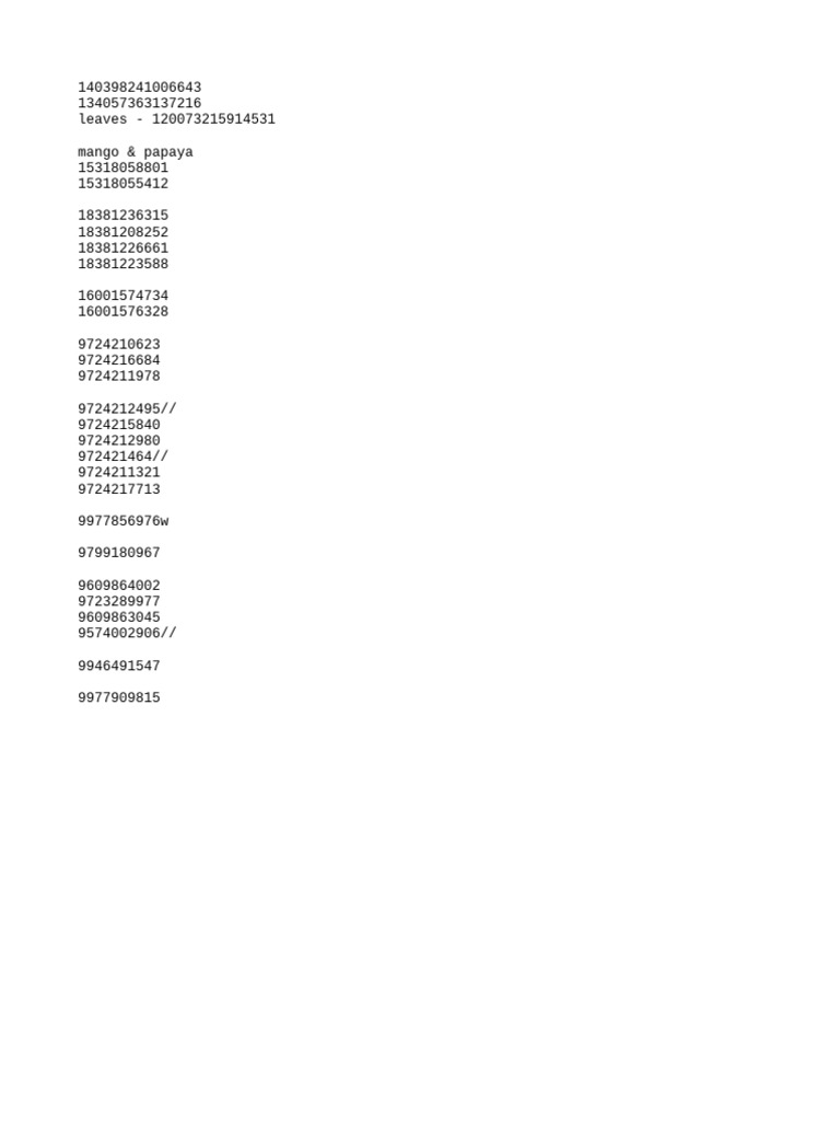 Town Botanical Decal Codes | PDF