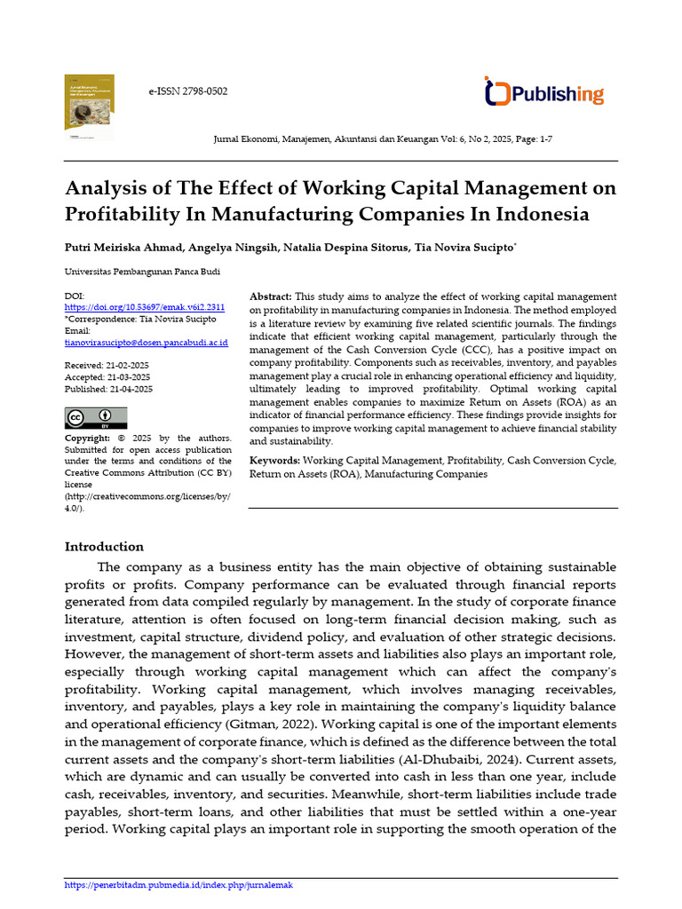 Working Capital's Impact on Profitability | PDF | Working Capital ...