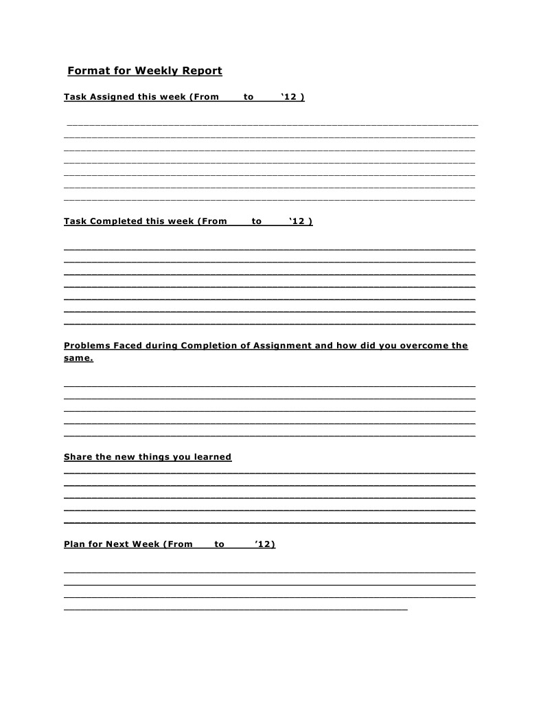 Weekly Report Format | PDF | Finance & Money Management