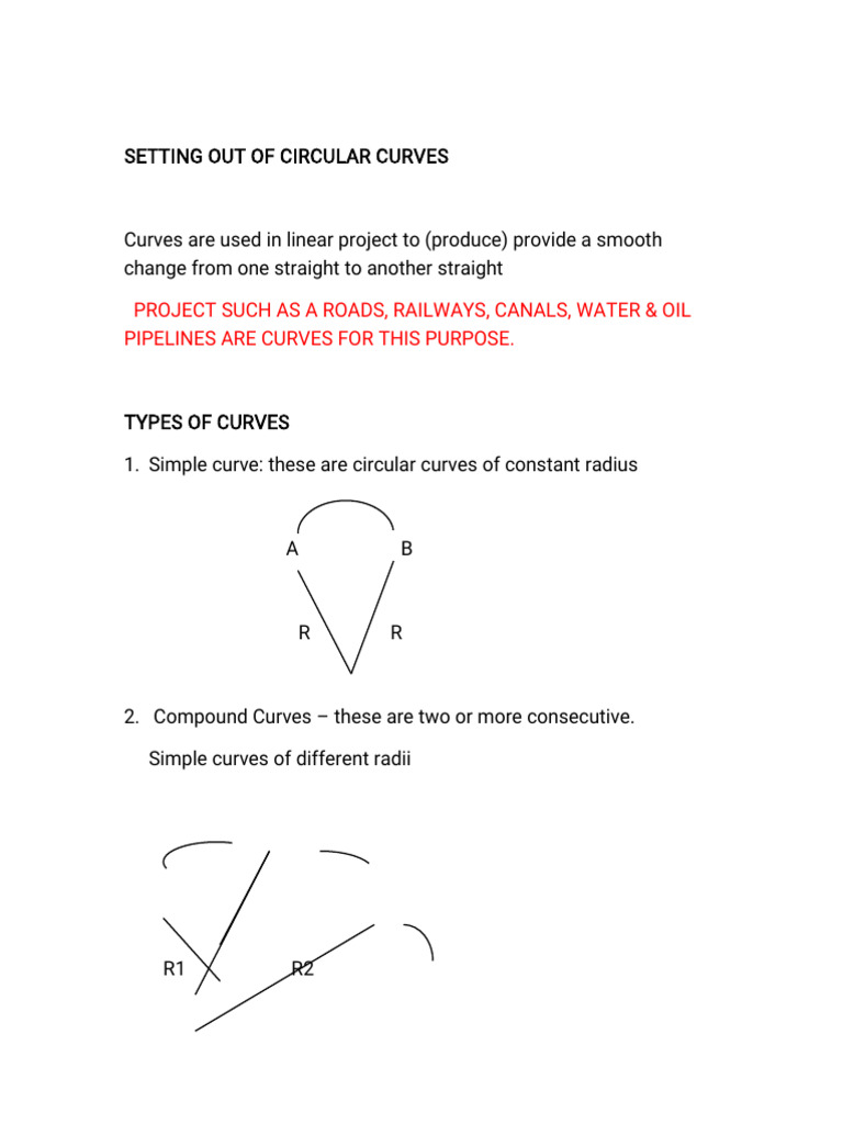 Circular Curve Setting Techniques | PDF | Angle | Space