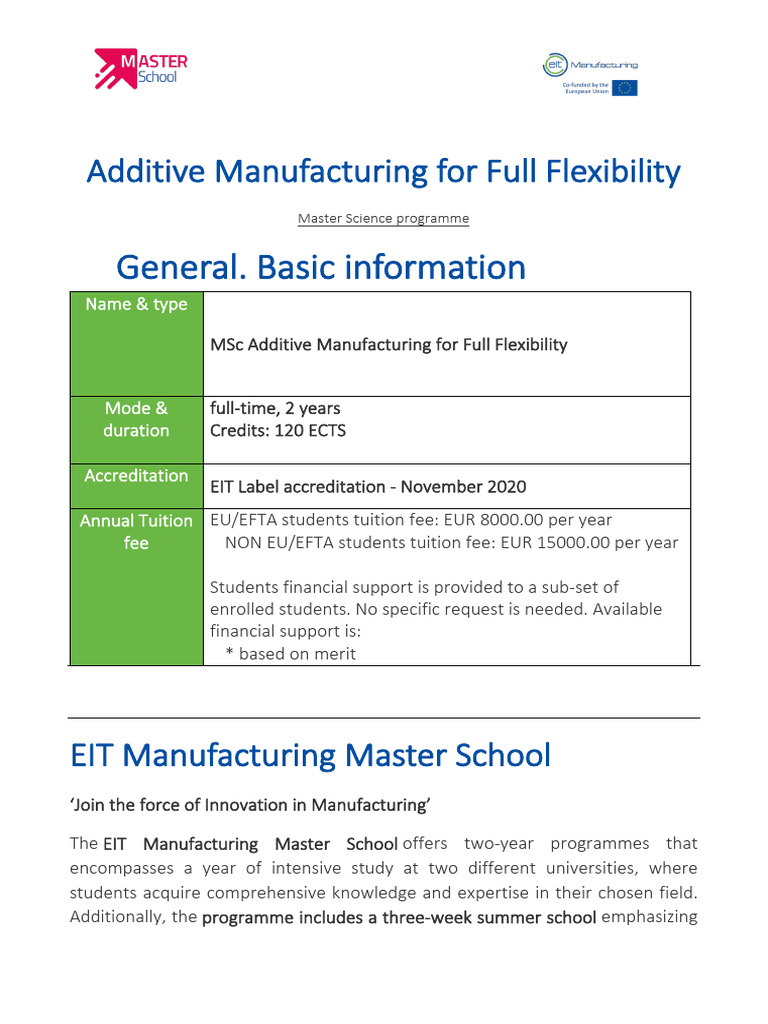 MSc in Additive Manufacturing Program | PDF | Academic Degree | Master ...