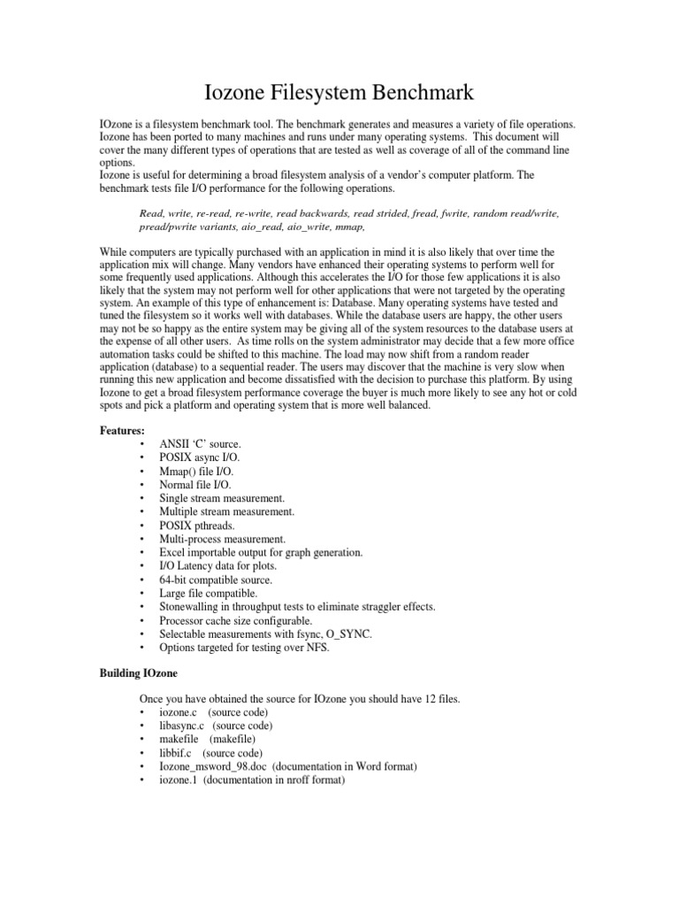 Iozone Filesystem Benchmark | PDF | Technology & Engineering