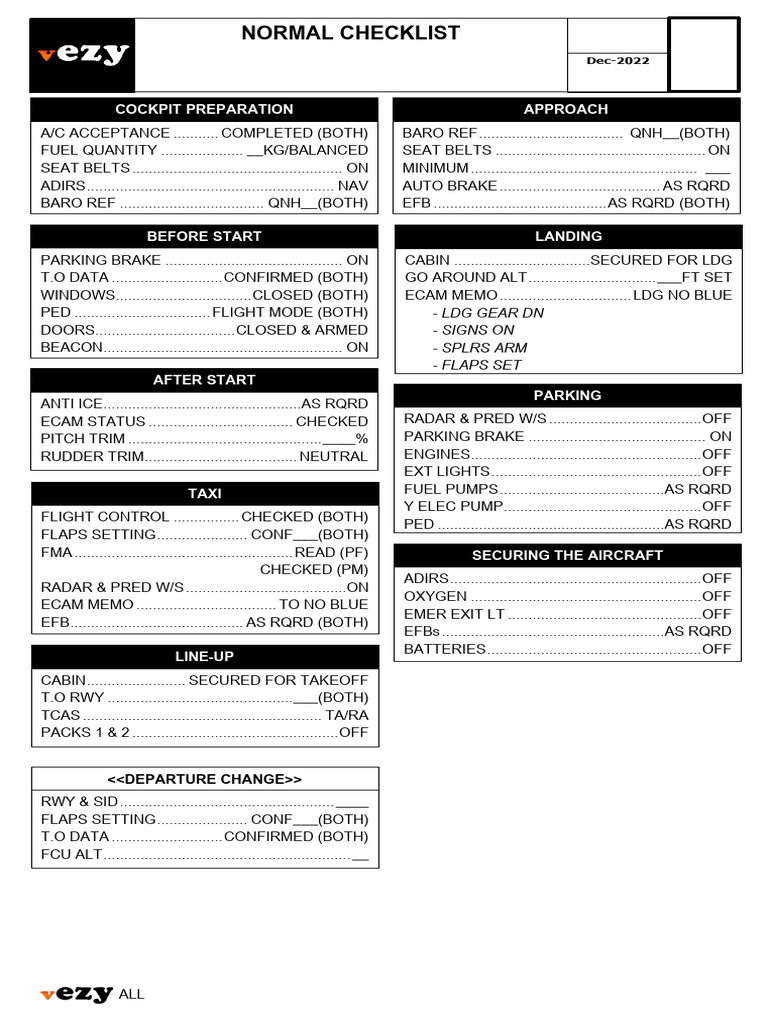 Aircraft Emergency and Normal Checklists | PDF | Civil Aircraft | Aircraft