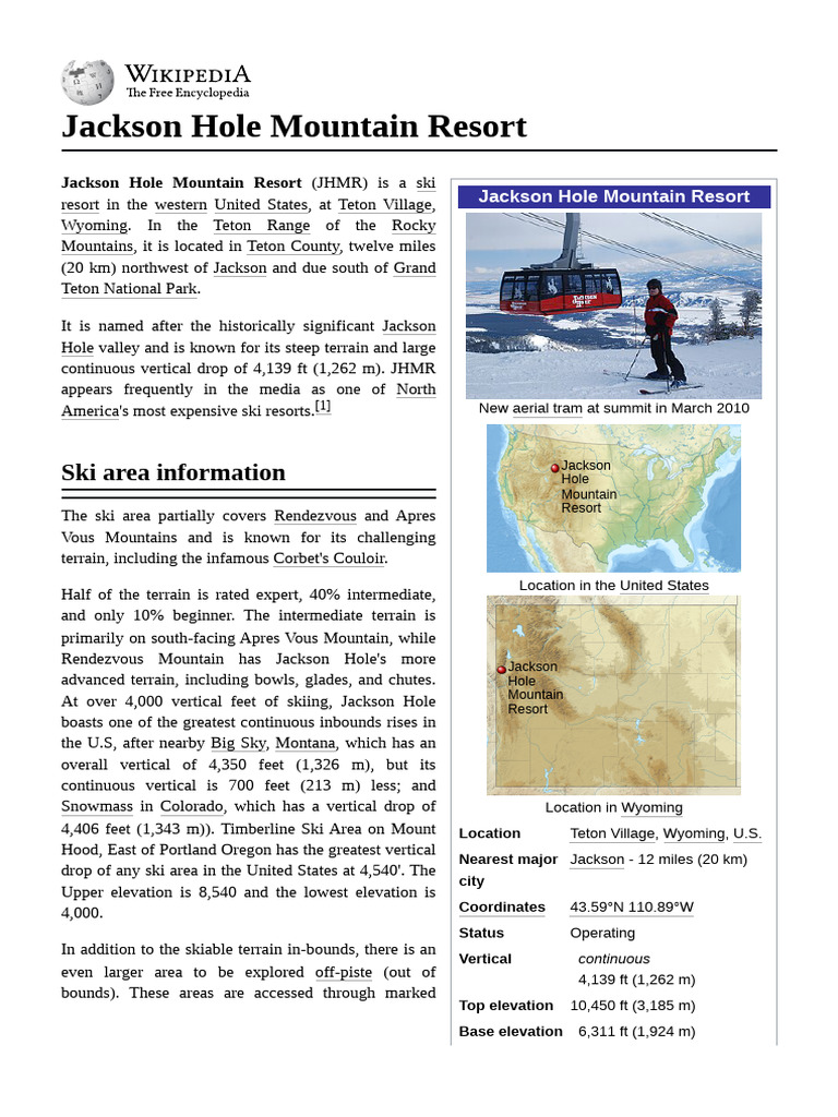 Jackson Hole Mountain Resort Overview | PDF | Individual Sports | Racing