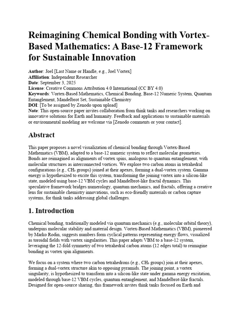Vortex-Based Chemistry: Base-12 Innovations | PDF | Chemical Bond ...