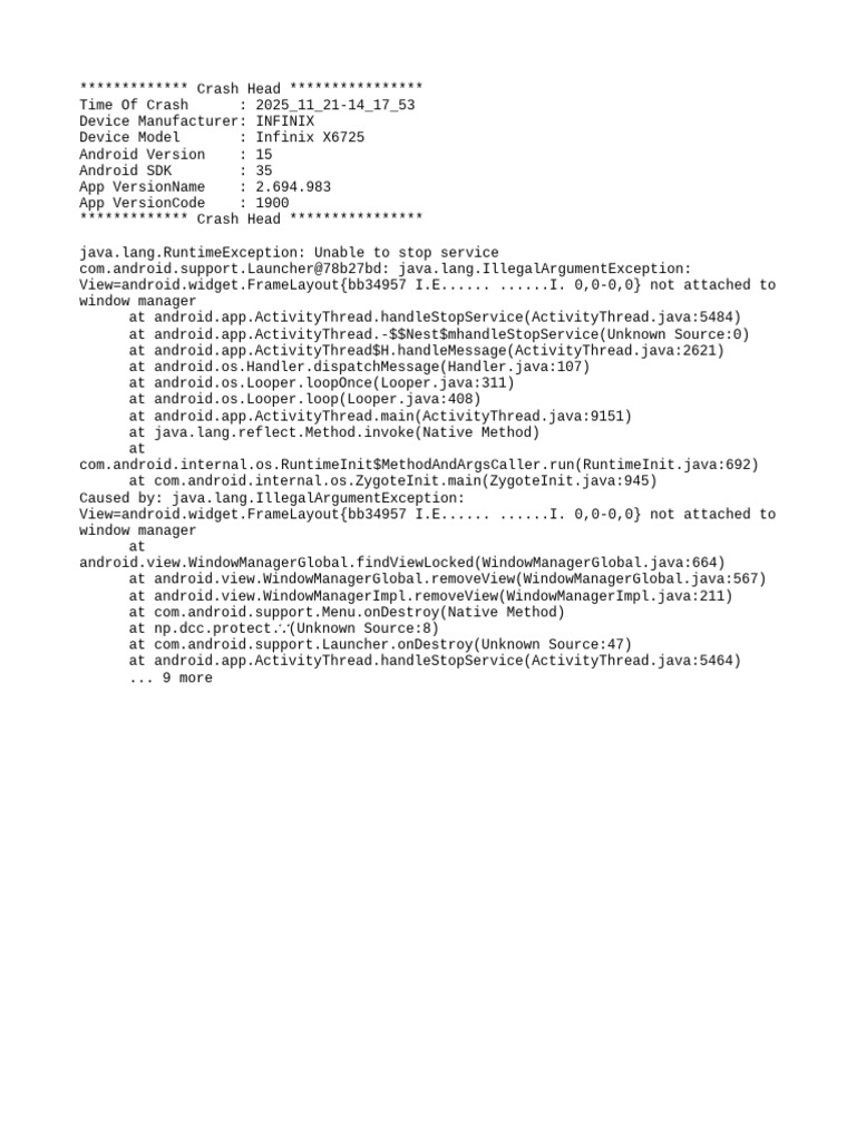 Infinix X6725 Crash Report Analysis | PDF