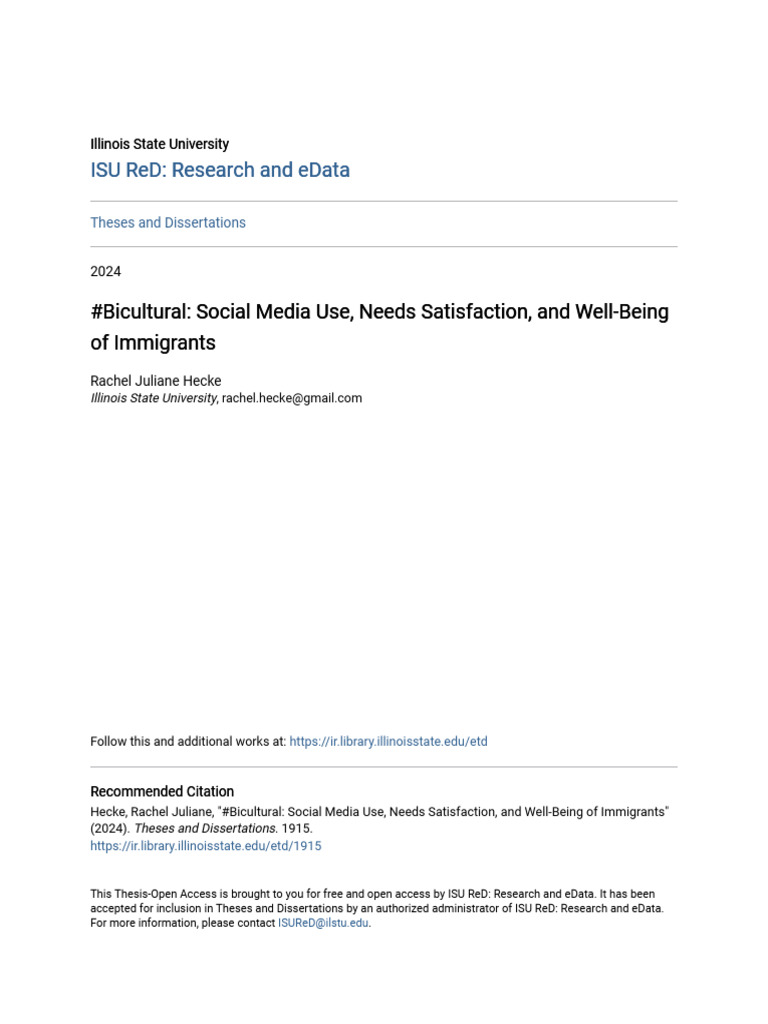 #Bicultural_ Social Media Use Needs Satisfaction and Well-Being | PDF ...
