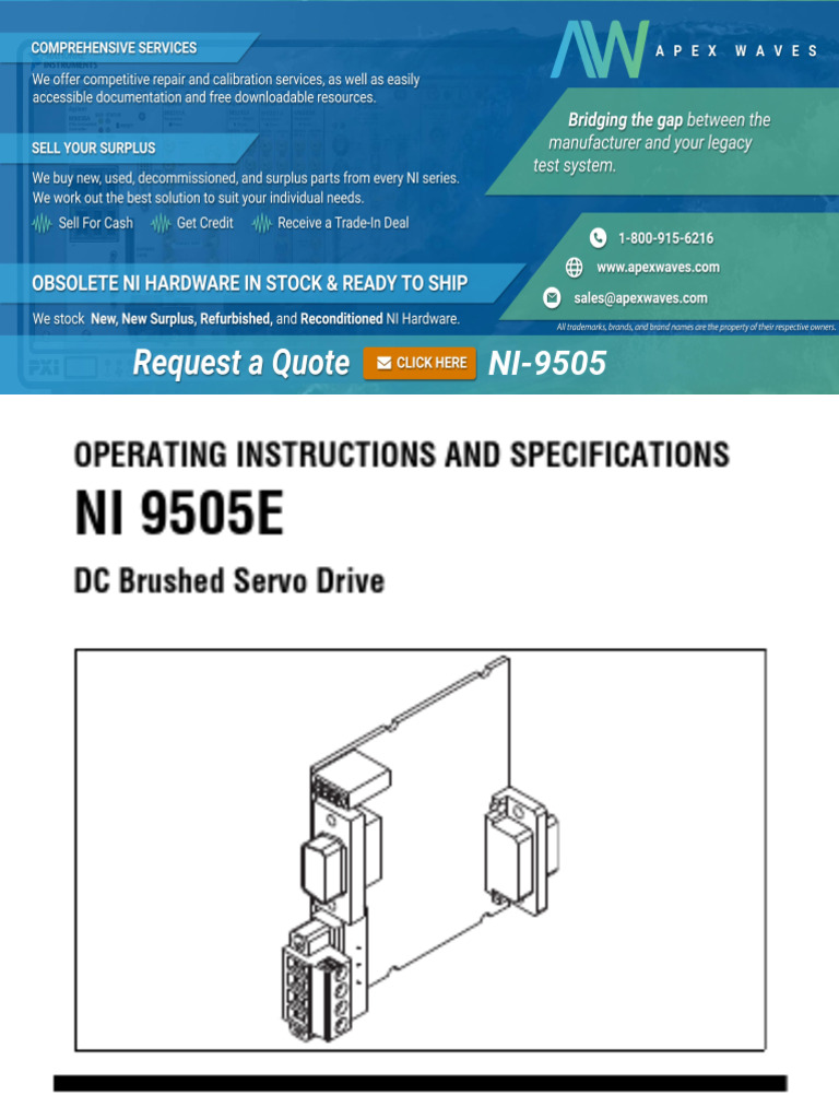 NI 9505E Servo Drive Operating Guide | PDF | Power Supply | Feedback