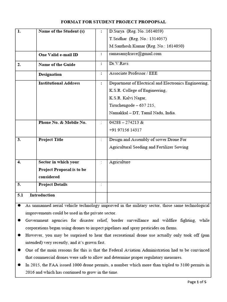 Sower Drone Project Proposal for Agriculture | PDF | Sowing | Agriculture