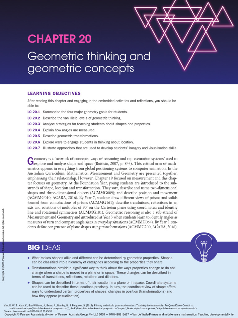 Chapter 20 Geometric Thinking and Geometric Concepts | PDF | Geometry ...