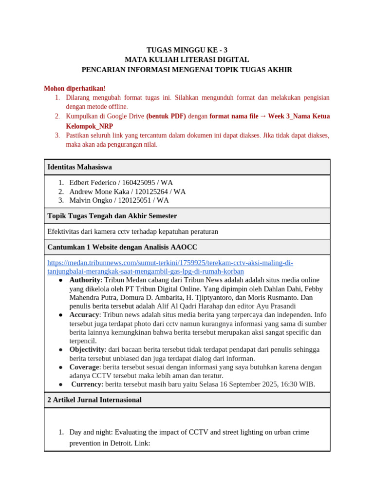 Week 3 Assignment Format | PDF