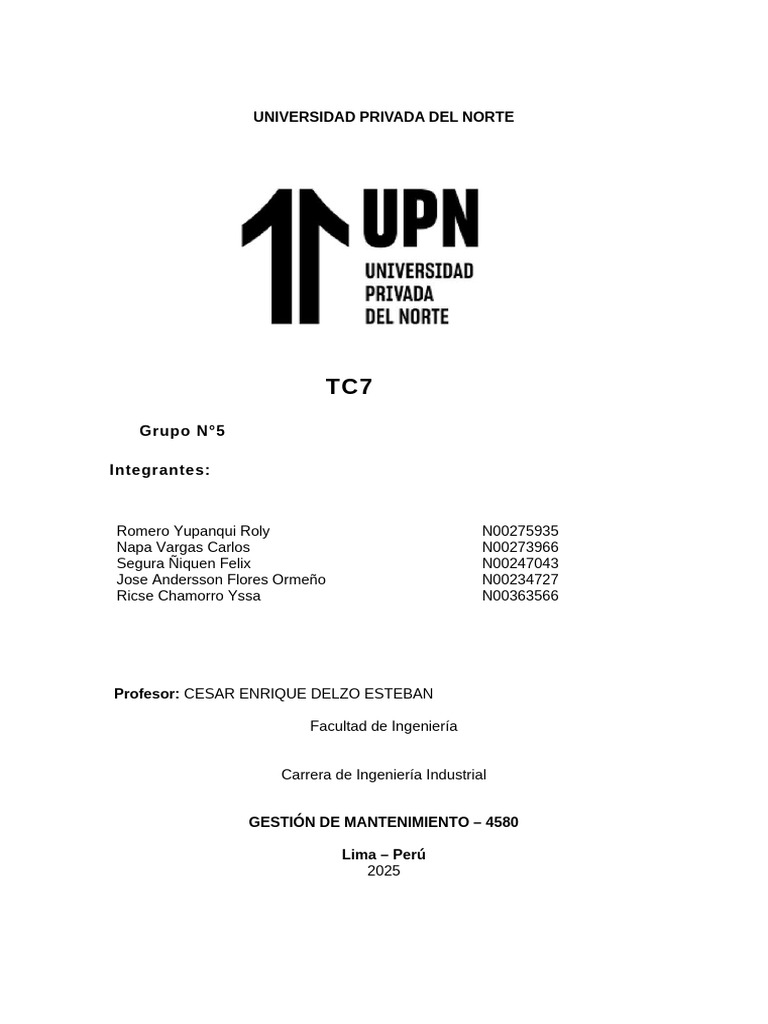 TC7 - Gestión de Mantenimiento - G5 | PDF | Refrigeración | Electricidad