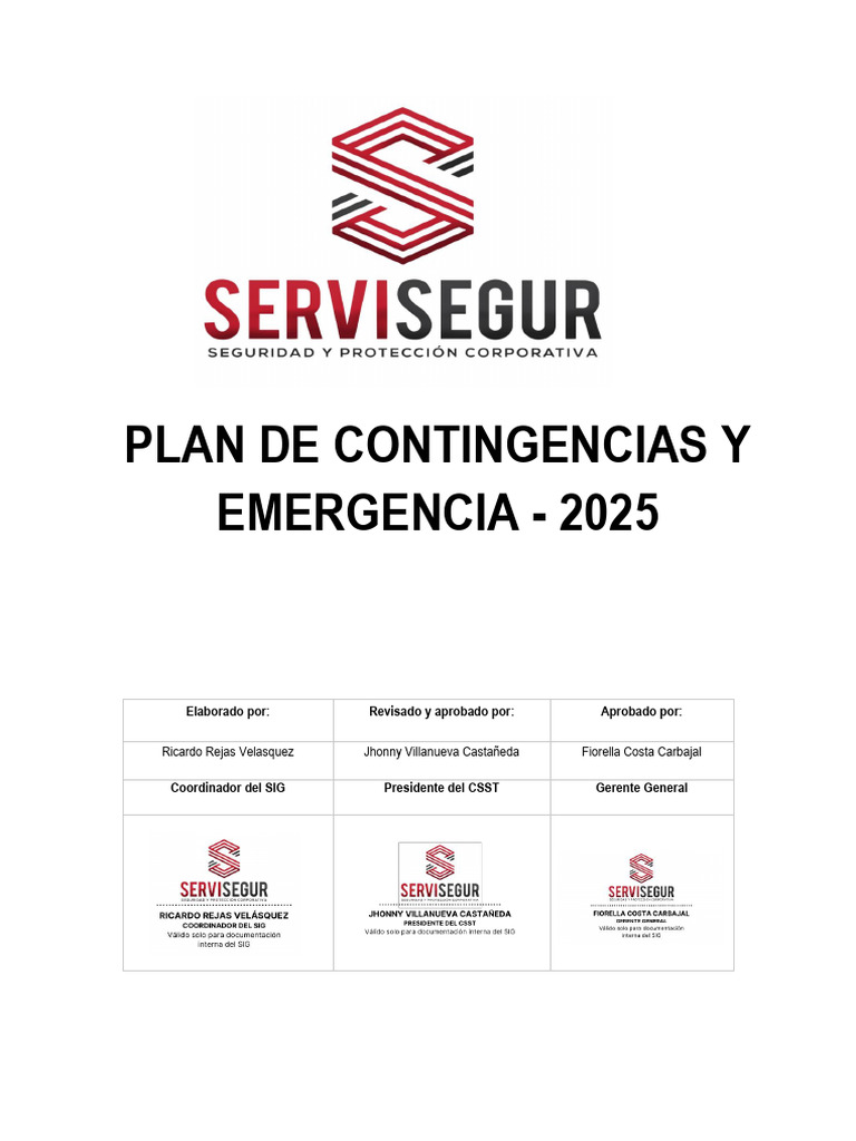 Plan de Contingencias 2025 para Emergencias | PDF | Seguridad Pública ...